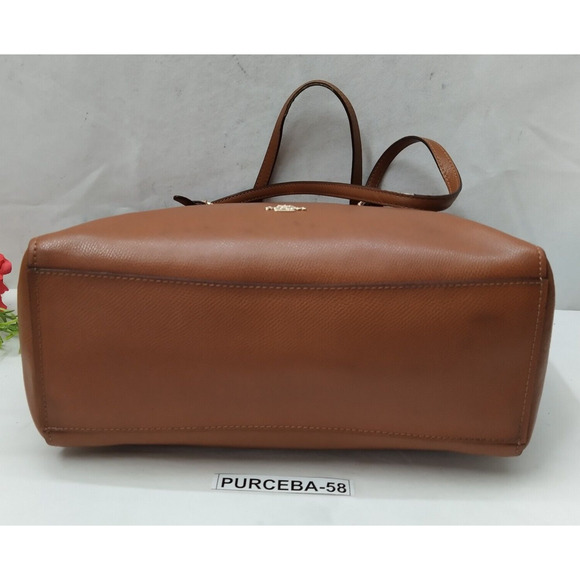 Coach Brown Pebbled Leather Turnlock Double Handles Large Tote Shoulder Bag - Picture 9 of 16